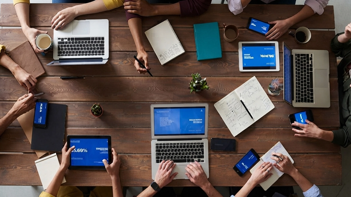 Business planning documents and laptop